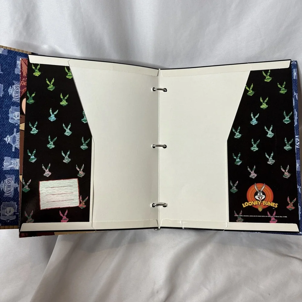 (2) Vtg Looney Tunes TAZ Tasmanian Devil 3-Ring Binders Folders 1990s‎
